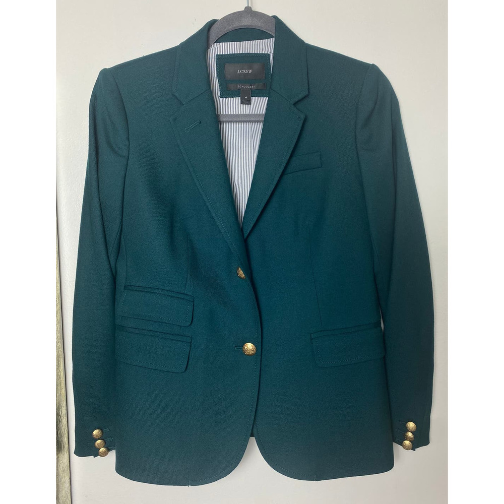 J. Crew Women's Forest Green Blazer with Gold Buttons